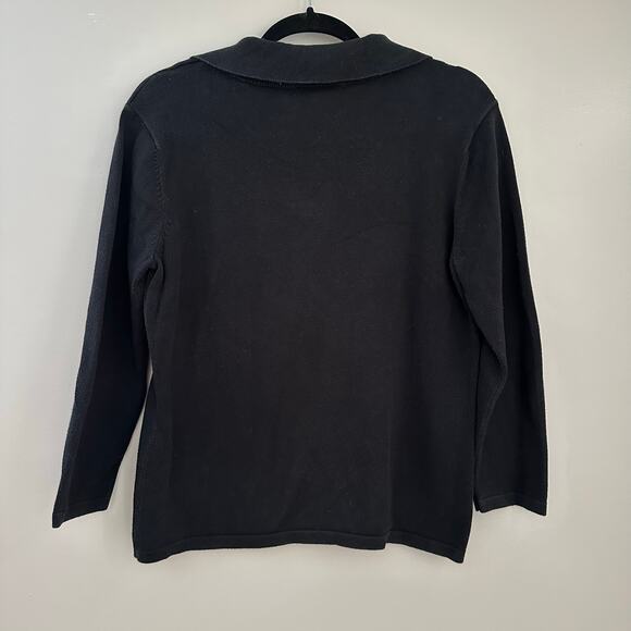 Talbots collared strappy v neck black lightweight sweater - Picture 5 of 5